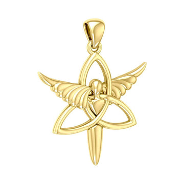 Angel Trinity Knot Sterling Solid Gold Pendant GPD3268 - Jewelry